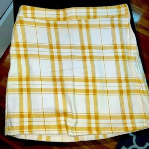 Plaid White and Yellow Skirt